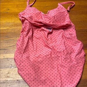 Beach Bump Maternity Pink Polka Dot One Piece bathing Suit